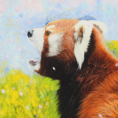 【期間限定価格‼️】水墨画風・桜と猫｜淡紅彩・A3パネル和風アート 箔アートパネル 波に桜 - 金屏風 屏風 の通販(通信販売) KIN