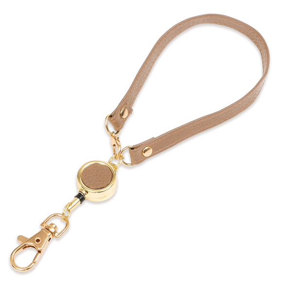 【40cm伸縮でストレスゼロ】リール付きストラップ 本革 リールキーホルダー / RC2 12枚目の画像