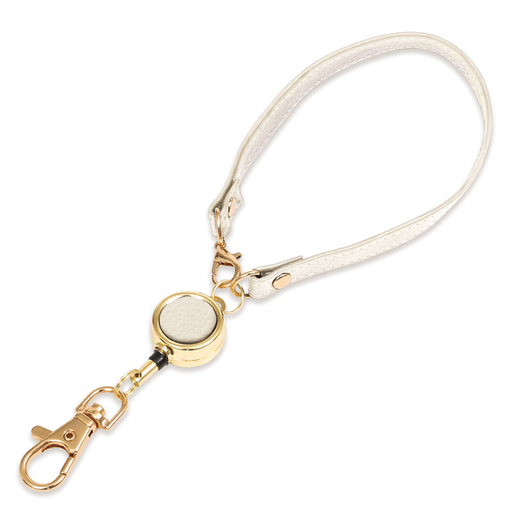 【40cm伸縮でストレスゼロ】リール付きストラップ 本革 リールキーホルダー / RC2 13枚目の画像