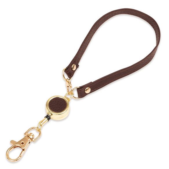 【40cm伸縮でストレスゼロ】リール付きストラップ 本革 リールキーホルダー / RC2 14枚目の画像