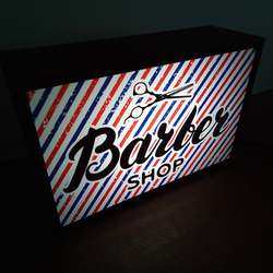 バーバー 理容室 ヘアーサロン 床屋 鋏 ハサミ ミニチュア 看板 玩具 置物 雑貨 LEDライトBOXミニ 2枚目の画像