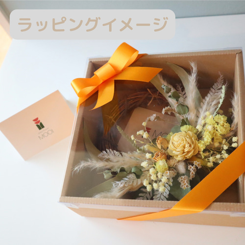 ミモザリース【終了】ドライフラワー ミモザのドライフラワーリース*母の日ギフトアレンジメント 商品詳細