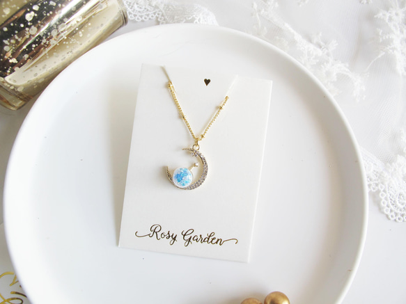 Rosy Garden 月亮女神水晶球鍍金頸鏈 項鍊 姊妹禮物 第5張的照片