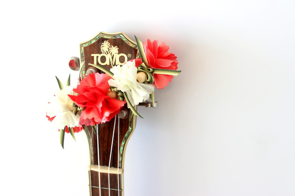 尤克里裡絲帶花環康乃馨樂器背帶吉他配件母親節禮物Aloha夏威夷工藝音樂會 第2張的照片