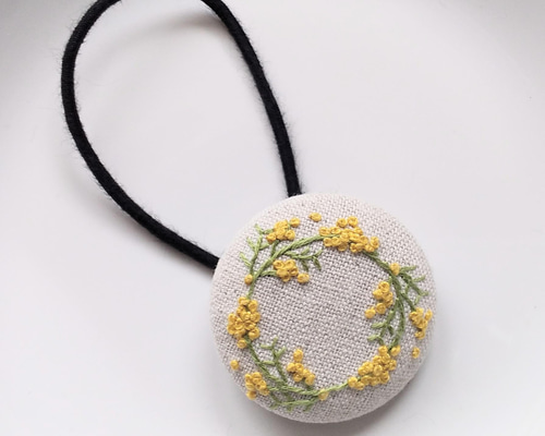 ミモザリースの刺繍ヘアゴム【送料無料】 ヘアゴム urara-2 通販
