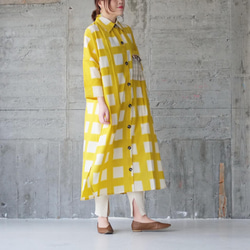 身幅ゆったり！チェック柄前開きシャツワンピース（22s-11