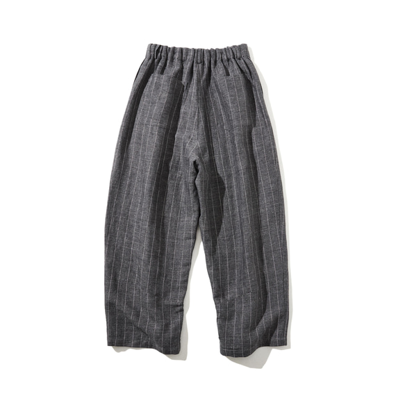 寬褲，有趣俐落，可搭配多種不同服裝 條紋高腰褲 炭灰色 220308-2 第2張的照片