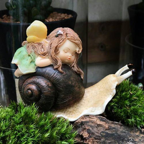 かわいい天使花精霊とカタツムリ置物』 その他置物 kkkg 通販 13577543
