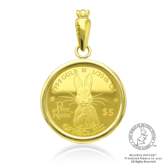 新品　ピーターラビット150周年記念24K/18Kコインペンダントヘッド 楽天市場】【限定商品】K24/K18YG コイン ピーターラビット™ 1