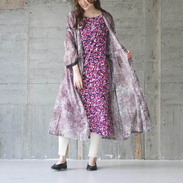 適合成人的輕鬆風格 ♪ 光滑涼爽的庫爾塔連身裙 (22s-12) Fisha 紫色 第5張的照片