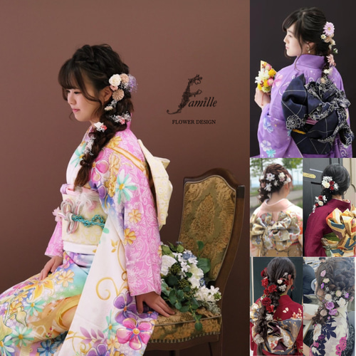 桜 髪飾り 人気No. 1 ✧ 桜色 × ホワイト ｜ 編みおろしヘア ハーフ