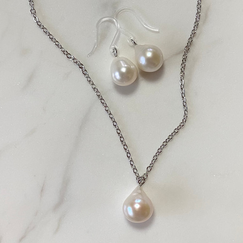 選べるパール✨約9〜10mm✨シンプル一粒ドロップ淡水パール