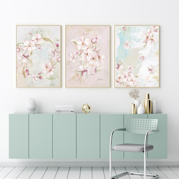 桜の花のポスター　ブルー/ i0484 / インテリアポスター 7枚目の画像