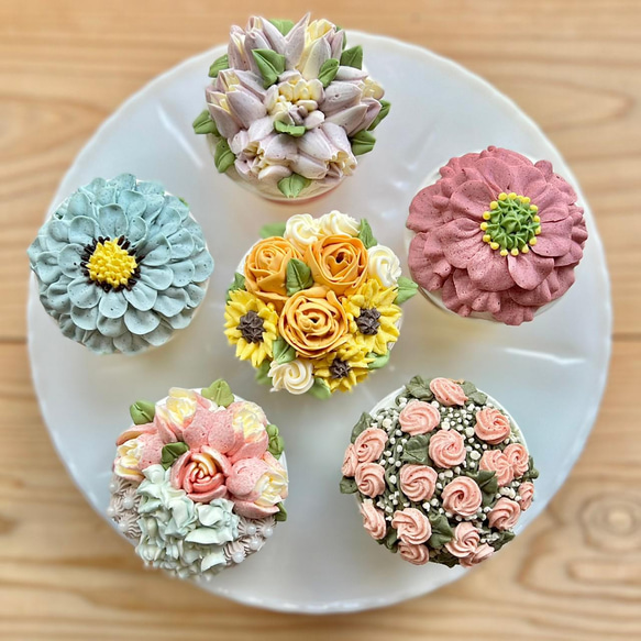 flowers box 2025 A / 6cup set box /カップケーキ/花【母の日2025】 1枚目の画像