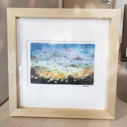 土星 真珠光沢水彩原画 イラスト ギフト カラフル 絵画 Annie