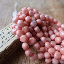 フランスアンティーク ヴィンテージスフレガラスビーズ ころりサーモン