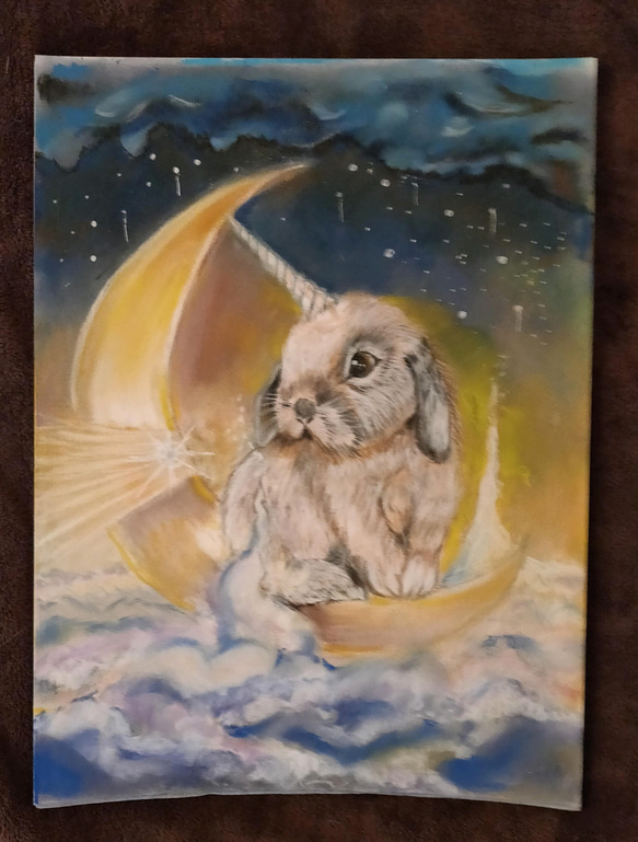 ユニコーンうさぎ〜うさぎ〜【原画 パステル画 絵画】 絵画