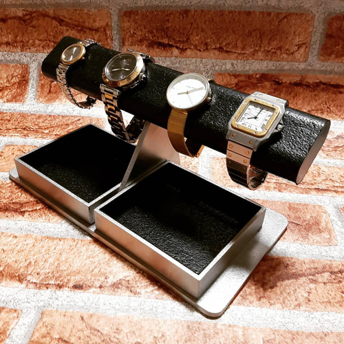 腕時計スタンド 腕時計スタンド おしゃれ ブラックだ円ダブルでかい