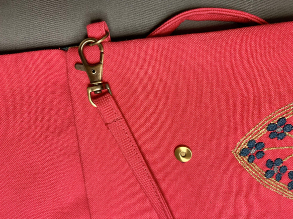 リバティーホーム布と刺繍のサコッシュ(ポシェット)ピンク 4枚目の画像