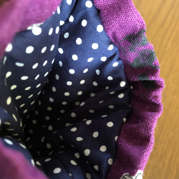 値下げ❗️ふんわりバネポーチ　フレンチブルドッグ紫　スマホポーチ 3枚目の画像