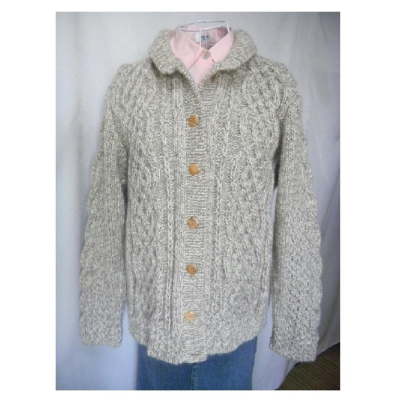 手編み＊ 襟付き カーディガン M～Lくらい ニット・セーター さと  