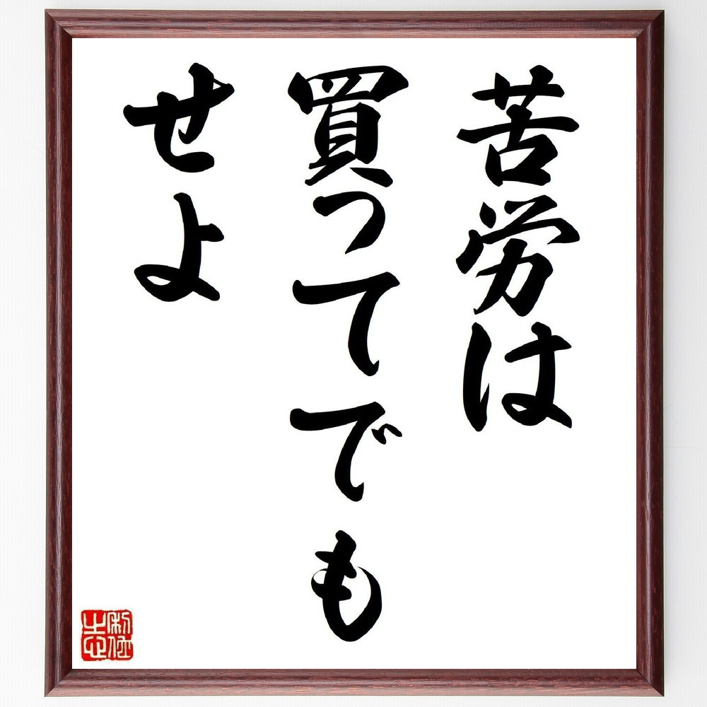 名言「苦労は買ってでもせよ」手書き書道色紙額／受注後の毛筆直筆（Y4277）