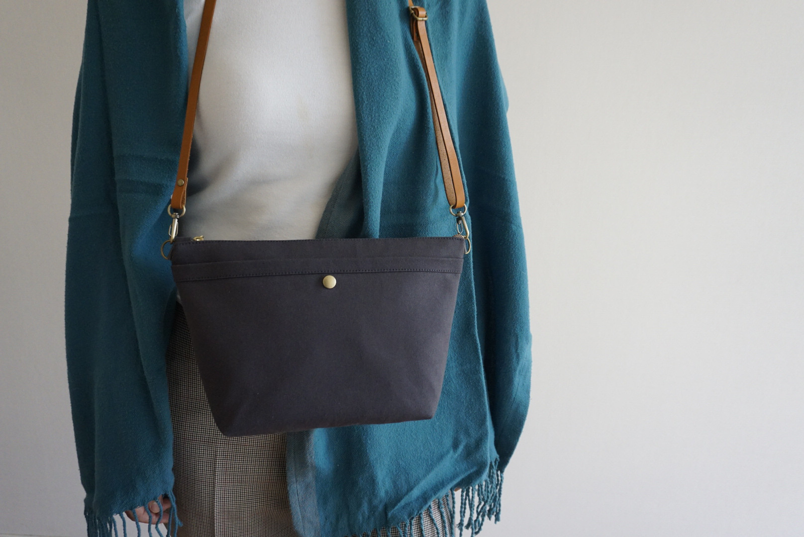 Ｌサイズ 人気 2way浜松帆布サコッシュ黒