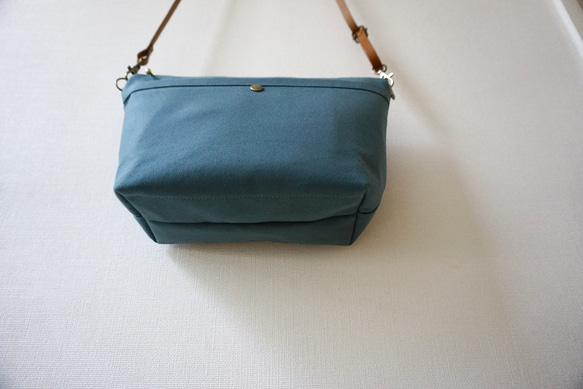 Ｌサイズ 人気 2way浜松帆布サコッシュ ターコイズグリーン 10枚目の画像