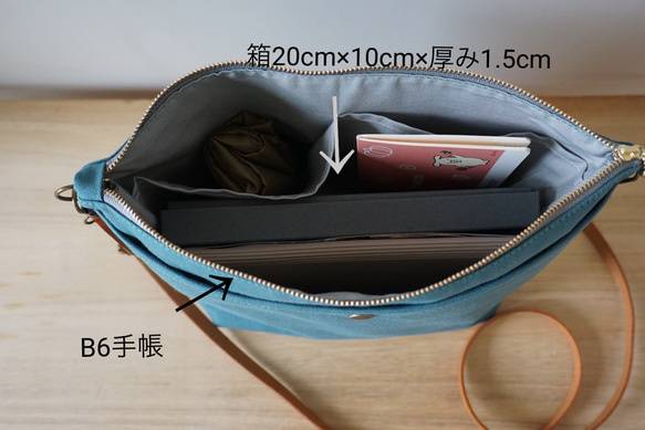 Ｌサイズ 人気 2way浜松帆布サコッシュ ターコイズグリーン 9枚目の画像