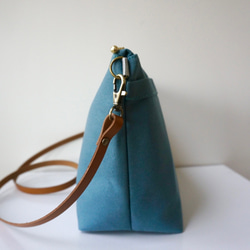 Ｌサイズ 人気 2way浜松帆布サコッシュ ターコイズグリーン 5枚目の画像