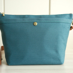 Ｌサイズ 人気 2way浜松帆布サコッシュ ターコイズグリーン 4枚目の画像