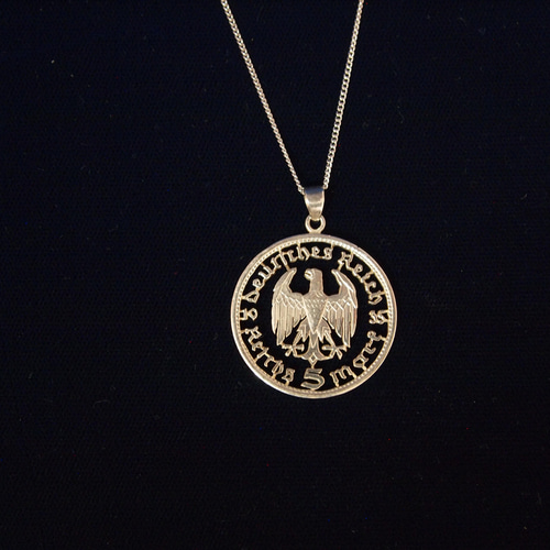銀貨カットペンダント ナチスドイツ5マルク銀貨 ネックレス