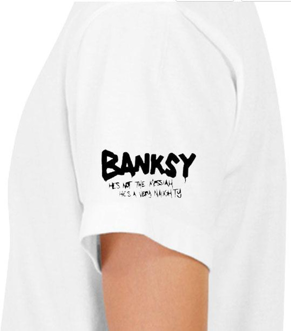 【S～3XL/5ozバンクシー】風船と少女袖プリントおもしろメンズTシャツ★半袖banksy送料無料・新品 2枚目の画像