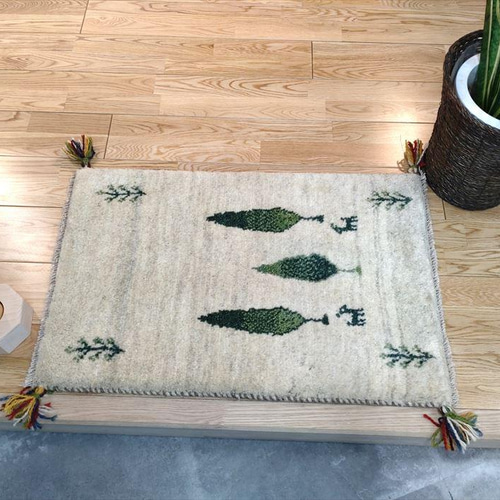 大特価38％OFF】ペルシャ ギャッベ 玄関マット 76x50cm グレー