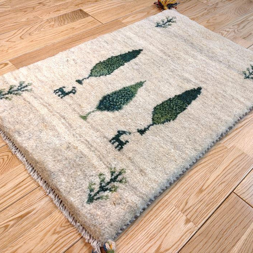 大特価38％OFF】ペルシャ ギャッベ 玄関マット 76x50cm グレー