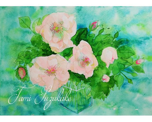 水彩画】原画「小さな薔薇」220×160 mm #花 #薔薇 絵画
