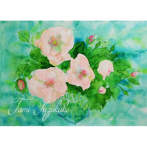 水彩画・原画「薔薇の花」 1枚目の画像