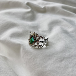 Vintage rétro firegreen lace ring 2枚目の画像