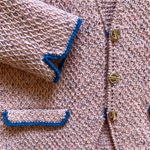 フローズンピンクのカッティングノッチツイードジャケット(C-NJK