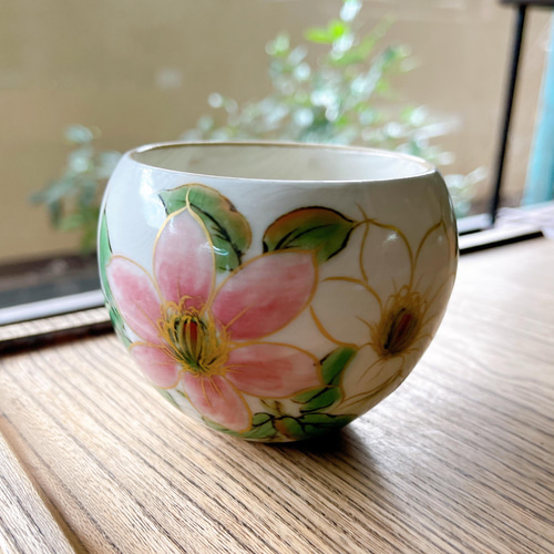 SAKURA 京焼清水焼とうあん窯 土渕陶あん 桜 ピンク 色絵付 2客 さくら