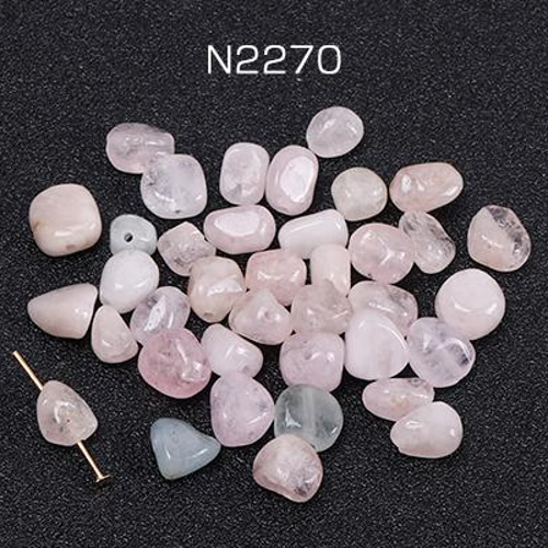 N2270 30個 天然石ビーズ 天然石さざれ石 モルガナイト 3X（10ヶ 