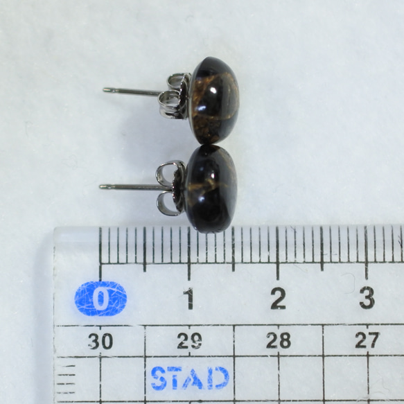 （1 件）銅黑曜石耳釘（10 毫米，鈦柱） 第5張的照片