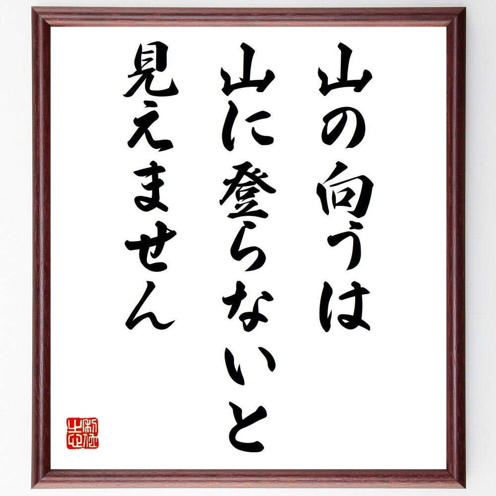 名言「山の向うは、山に登らないと見えません」手書き書道色紙額／受注後の毛筆直筆（Y4408）