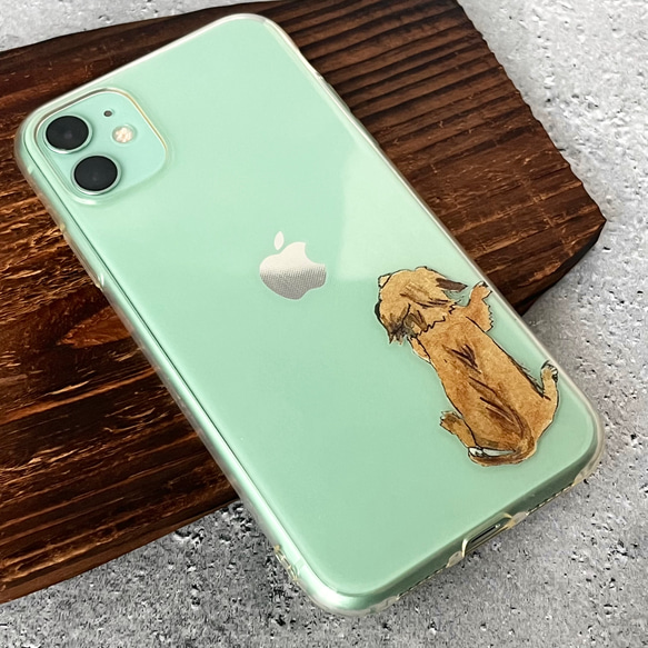 りんごを狙う犬 ナチュラル好きのスマホケース【受注制作】シンプル かわいい 動物 iPhone/android　全機種 2枚目の画像