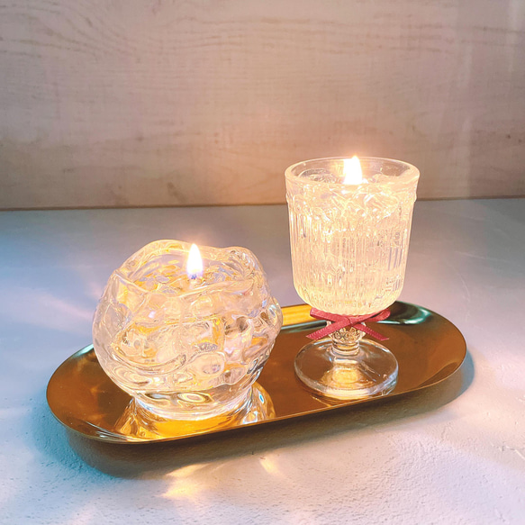 Glass candle 2点セット ゴールドトレイ付き 全品送料無料 2枚目の画像