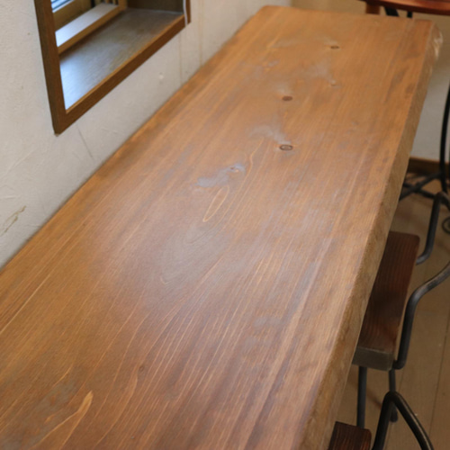 w1815一枚板ヒノキ カウンターテーブル カフェcafe ダイニングテーブル