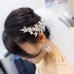 【H-5】 ヘッドドレス　ウェディング　ブライダル　ブライダルアクセサリー　髪飾り　結婚式 3枚目の画像