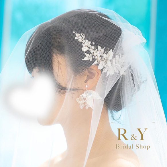 【H-5】 ヘッドドレス　ウェディング　ブライダル　ブライダルアクセサリー　髪飾り　結婚式 1枚目の画像