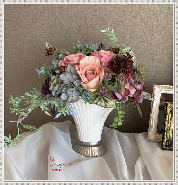 ドライフラワー☆アンティークアートアレンジメント☆紫陽花