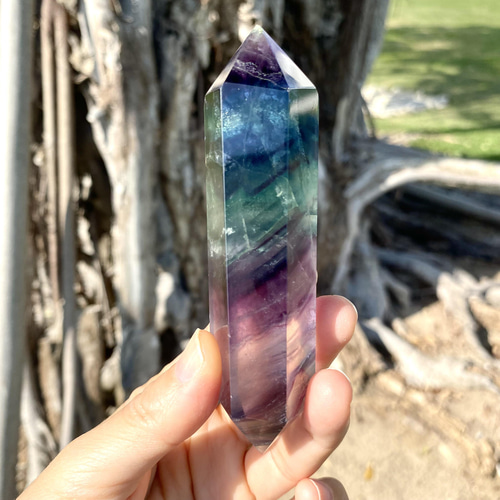 高品質 ブルーフローライト ダブルポイント ワンド 天然石 【公式通販】